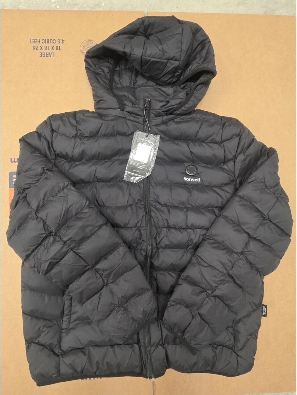 Norwell Heated Jacket 2XL Black Graphene Heating 5V USB Hooded New
